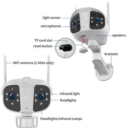 K13 Dual-lens Panoramic View Motion Detection Night Vision Camera Support Two-way Intercom