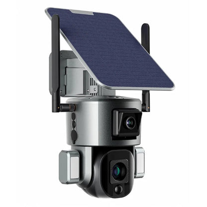 Y5 Dual Lens Solar Security Camera 8MP Night Vision Wireless Surveillance Camera with 4X Zoom