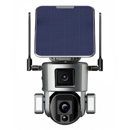 Y5 Dual Lens Solar Security Camera 8MP Night Vision Wireless Surveillance Camera with 4X Zoom