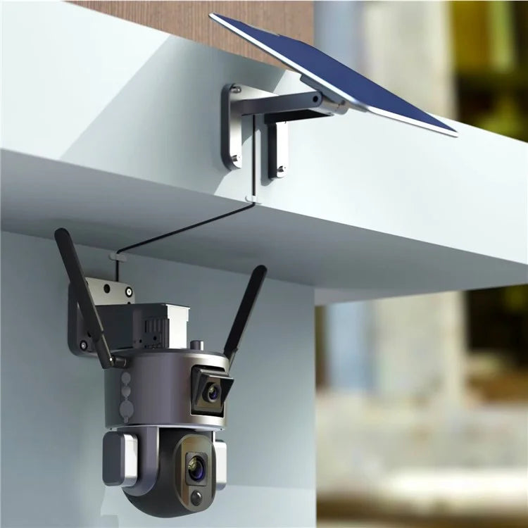 Y5 Dual Lens Solar Security Camera 8MP Night Vision Wireless Surveillance Camera with 4X Zoom