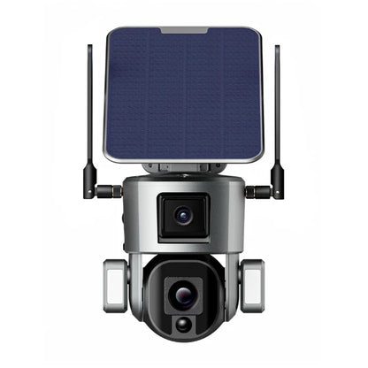8MP WiFi Wireless Solar Camera PIR Motion Detection Two-Way Audio Fixed Focus Dual Lens Camera