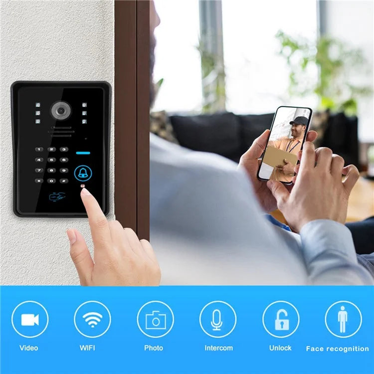 WF1002 1080P WiFi / IP Wireless Doorbell with Password and Card Unlock, Visual Intercom, EU Plug (CE, ROHS)