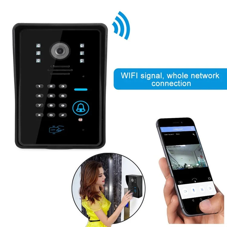 WF1002 1080P WiFi / IP Wireless Doorbell with Password and Card Unlock, Visual Intercom, EU Plug (CE, ROHS)