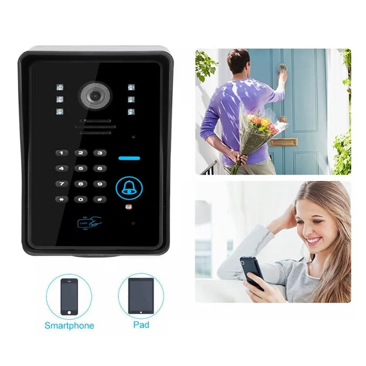 WF1002 1080P WiFi / IP Wireless Doorbell with Password and Card Unlock, Visual Intercom, EU Plug (CE, ROHS)