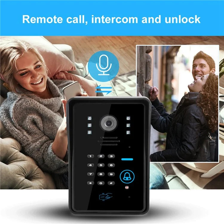 WF1002 1080P WiFi / IP Wireless Doorbell with Password and Card Unlock, Visual Intercom, EU Plug (CE, ROHS)