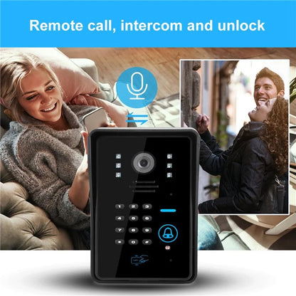 WF1002 1080P WiFi / IP Wireless Doorbell with Password and Card Unlock, Visual Intercom, EU Plug (CE, ROHS)