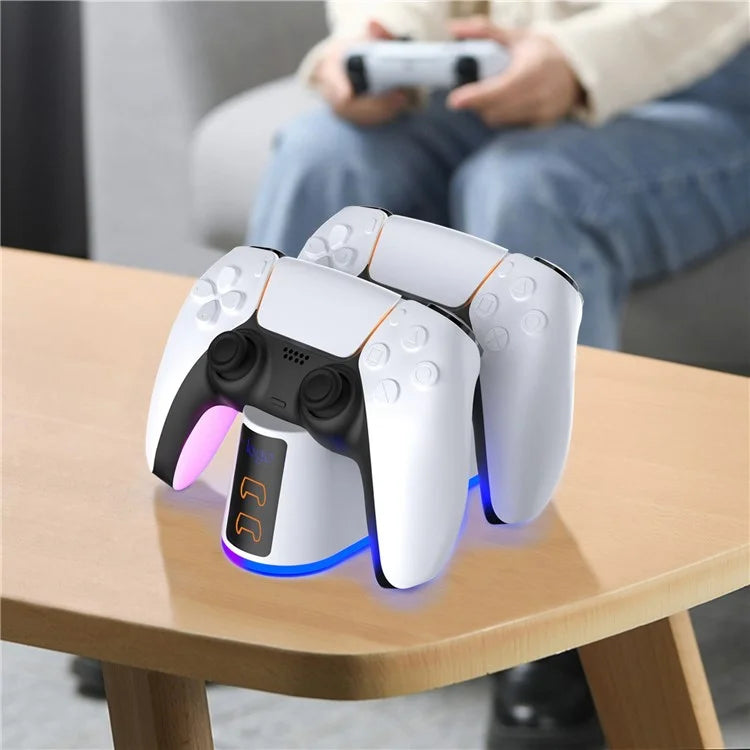 DSP-828 For Sony PS5 Game Controller Dual Charger Dock LED Light Fast Charging Station