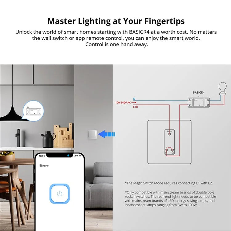 SONOFF BASICR4 Wi-Fi Smart Switch Module Support eWeLink Remote Control