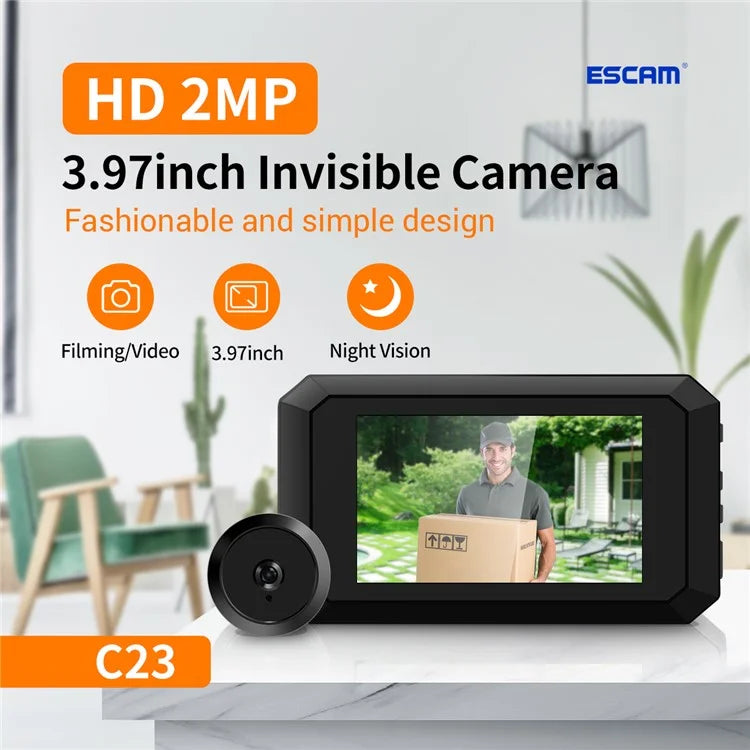 C23 1080P 3.97-Inch Screen Night Vision Doorbell Wide-Angle Camera for Home Security