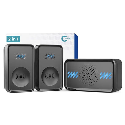 Smart Wireless Waterproof Doorbell 4-Gear Volume Home Door Bell, 1 Receiver + 2 Buttons (CE is applying)