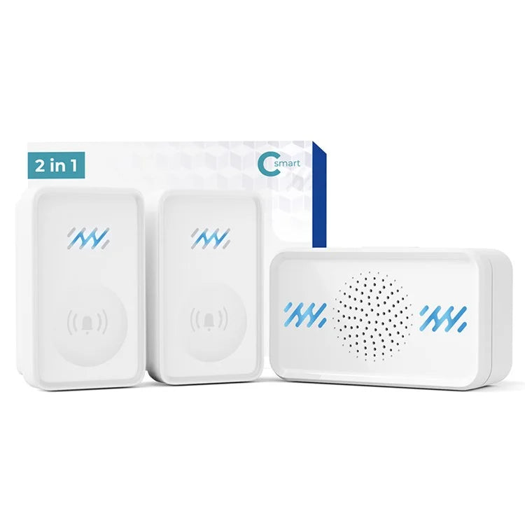 Smart Wireless Waterproof Doorbell 4-Gear Volume Home Door Bell, 1 Receiver + 2 Buttons (CE is applying)