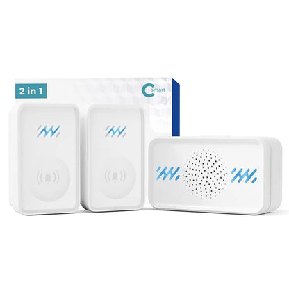 Smart Wireless Waterproof Doorbell 4-Gear Volume Home Door Bell, 1 Receiver + 2 Buttons (CE is applying)