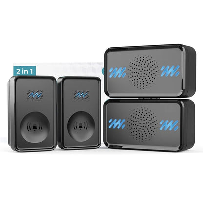 Smart Wireless Doorbell 4-Gear Volume Waterproof Home Door Bell, 2 Receiver + 2 Buttons (CE is applying)