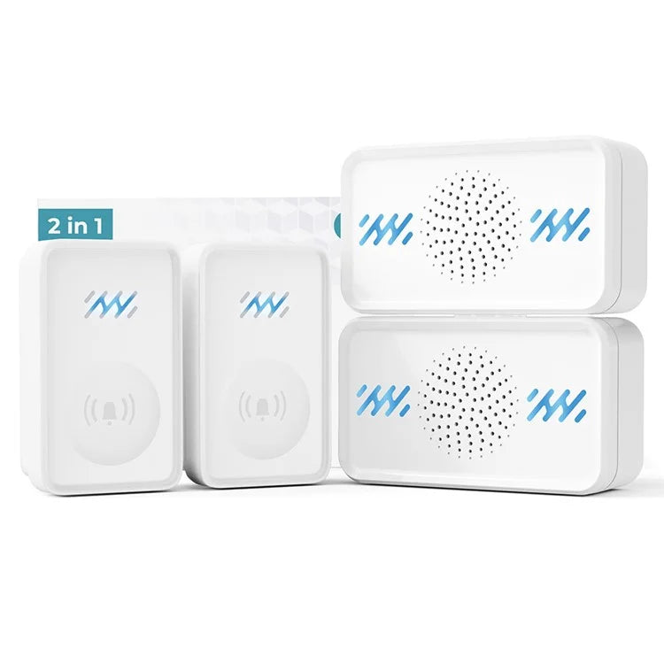 Smart Wireless Doorbell 4-Gear Volume Waterproof Home Door Bell, 2 Receiver + 2 Buttons (CE is applying)