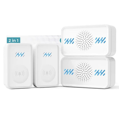Smart Wireless Doorbell 4-Gear Volume Waterproof Home Door Bell, 2 Receiver + 2 Buttons (CE is applying)