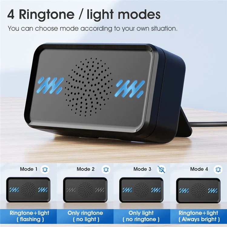 Smart Wireless Doorbell 4-Gear Volume Waterproof Home Door Bell, 2 Receiver + 2 Buttons (CE is applying)
