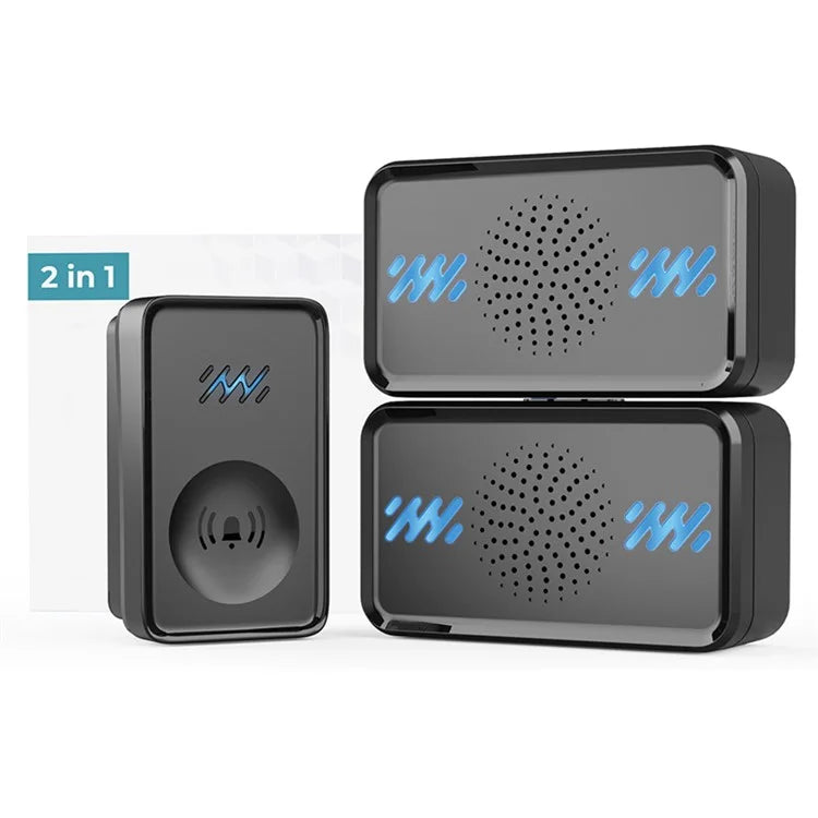 Smart Self-powered Wireless Doorbell 4-Gear Volume Waterproof Door Bell, 2 Receiver + 1 Button (CE is applying)