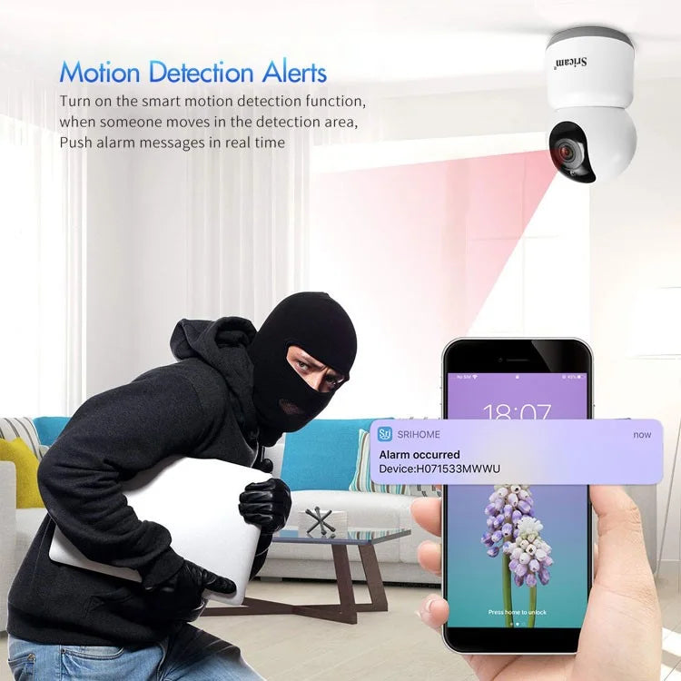 SRIHOME SH038 2.4G / 5G Dual Band 5.0MP 2-Way Audio WiFi IP Camera Night Vision Baby Monitor