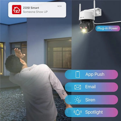 ZOSI C290SE 2MP Two-Way Audio PTZ Camera Night Vision Smart Security Camera