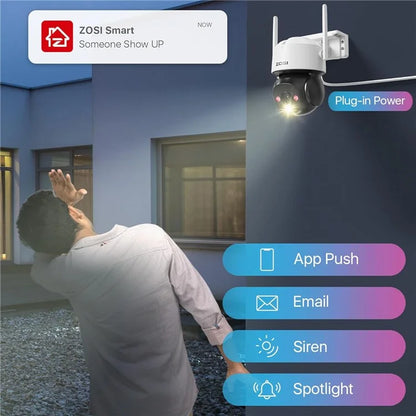 ZOSI C290SE 4MP Two-Way Audio PTZ Camera Night Vision Smart Security Camera