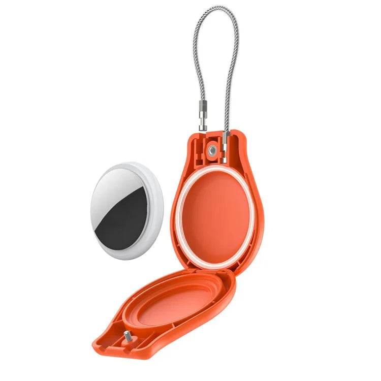 CP22 For Apple AirTag Case Bluetooth Locator Waterproof PC Protective Cover with Metal Strap