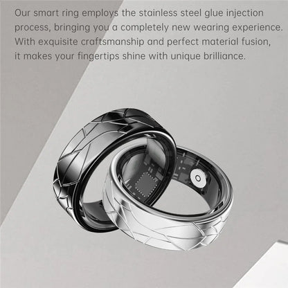 PX02 Crack Design Multi-Function Health Monitoring Smart Ring with Magnetic Charging Cable