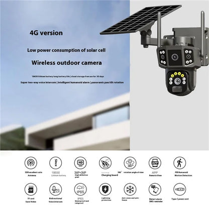 Q38 4G Version Outdoor HD Night Vision Security Camera Two-Way Audio Multi-Screen Solar Camera