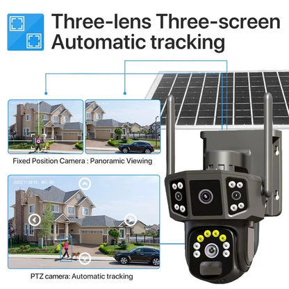 Q38 4G Version Outdoor HD Night Vision Security Camera Two-Way Audio Multi-Screen Solar Camera