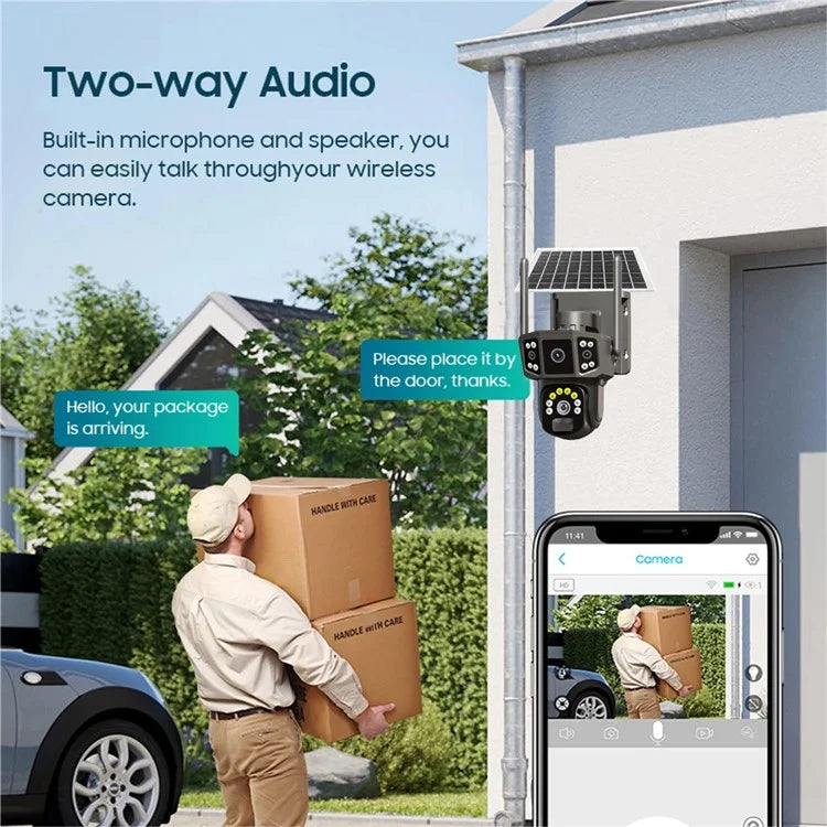 Q38 WiFi Version Outdoor HD Night Vision Security Camera Two-Way Audio Multi-Screen Solar Camera