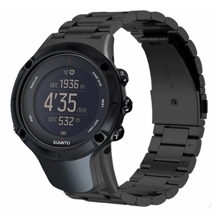For Sunnto Ambit 3 / Ambit 3 Sport / Ambit 3 Run Steel Watch Strap 3-Bead Wrist Band Replacement