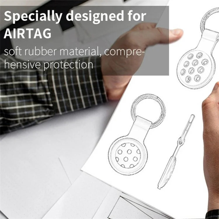For Apple AirTag Bluetooth Tracker Silicone Case Protective Cover with Ring Buckle