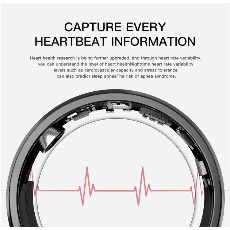 SR1 Smart Ring Multi-function Heart Rate Sleep Monitor Waterproof Finger Ring (No Charging Case)