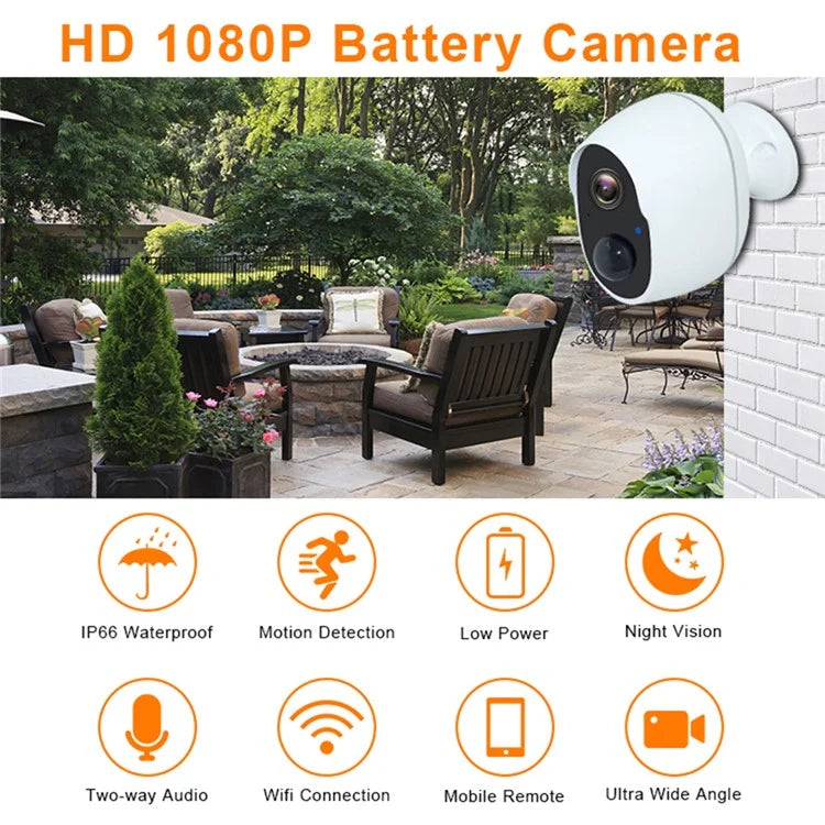 SN-S10 Home Security WiFi Camera Waterproof Rechargeable PIR Induction Camera