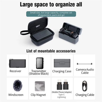 STARTRC 1137446 Storage Bag for DJI Mic 2 Wireless Microphone PU Carrying Case