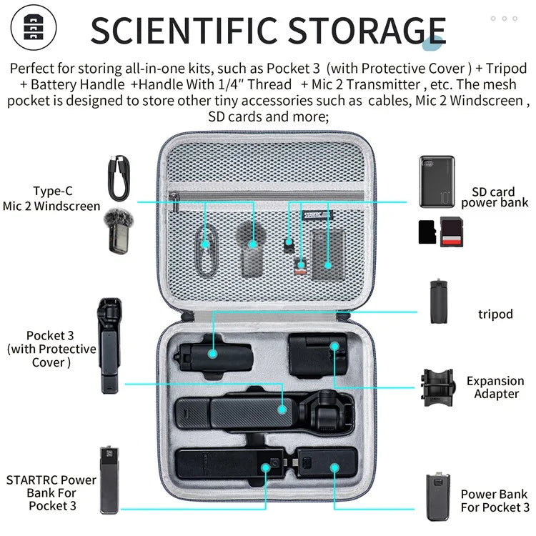 STARTRC 1137712 For DJI Pocket 3 Pocket Camera Storage Bag PU Carrying Case
