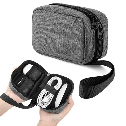 TXESIGN Digital Accessories Bag Snowflake Fabric Data Cable Power Bank Mouse Carrying Case Double Zipper