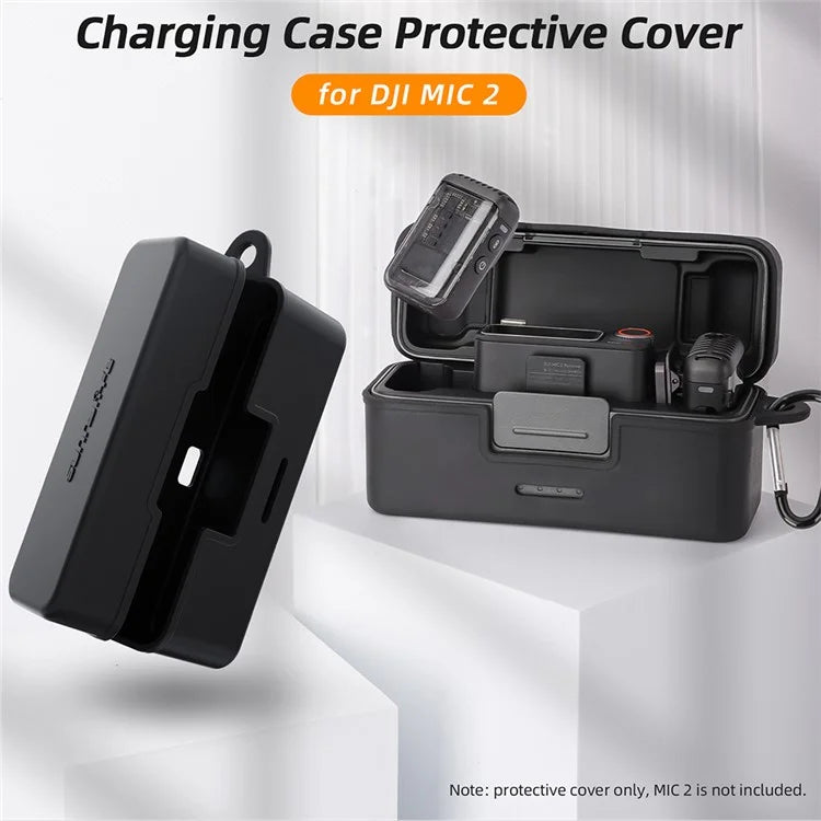 SUNNYLIFE Protective Cover for DJI Mic 2 Wireless Microphone Charging Case Soft Rubber Shell