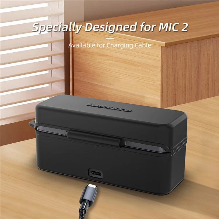 SUNNYLIFE Protective Cover for DJI Mic 2 Wireless Microphone Charging Case Soft Rubber Shell