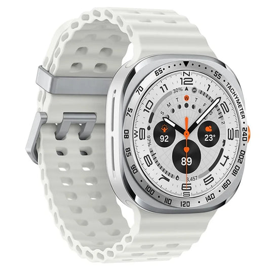Type E for Samsung Galaxy Watch Ultra 47mm Bezel Ring Stainless Steel Bezel Loop Adhesive Cover - Silver  /  Black Characters