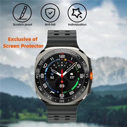 Type E for Samsung Galaxy Watch Ultra 47mm Bezel Ring Stainless Steel Bezel Loop Adhesive Cover - Silver  /  Black Characters