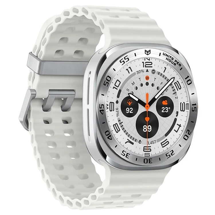 Type A for Samsung Galaxy Watch Ultra 47mm Bezel Styling Stainless Steel Bezel Ring Protector - Silver / Black Characters
