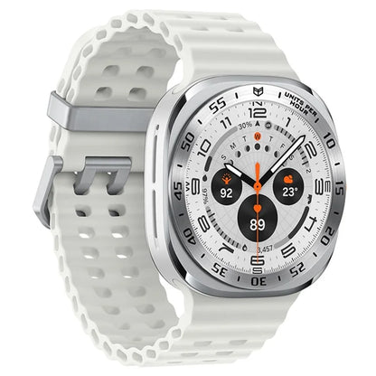 Type A for Samsung Galaxy Watch Ultra 47mm Bezel Styling Stainless Steel Bezel Ring Protector - Silver / Black Characters