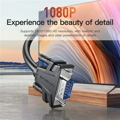 MINDPURE VG002 2m VGA 3+6 1080P HD Video Cable for Laptops Monitors Projectors