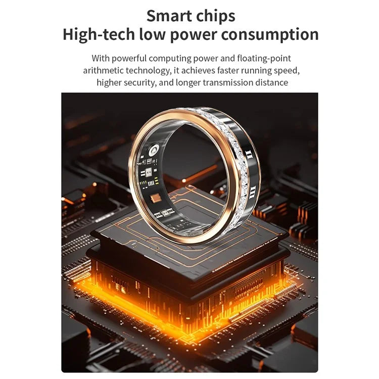 Darings Bluetooth Health Monitoring Smart Ring Rhinestone Decor Finger Ring, Magnetic Charging Cable