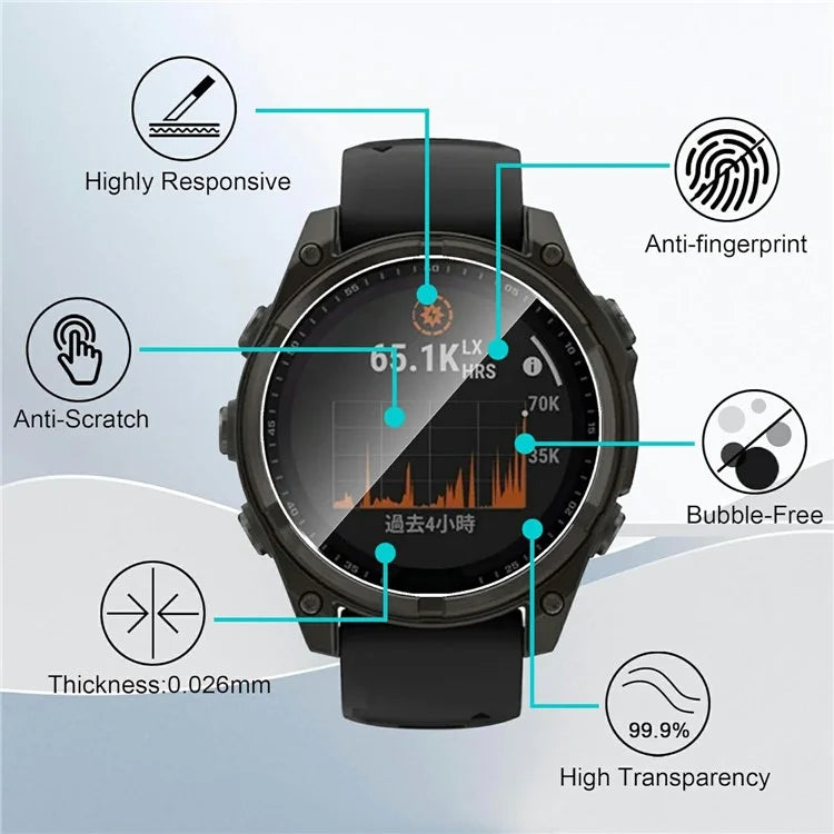 3Pcs For Garmin Fenix 8 47mm Screen Protector HD Clear Watch Screen Film
