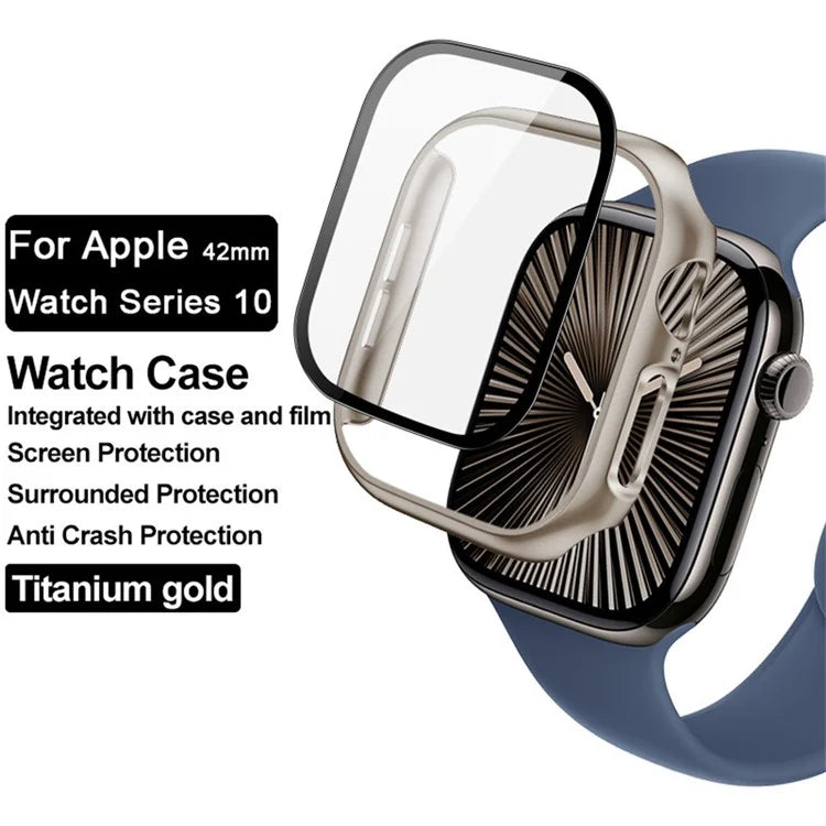IMAK For Apple Watch Series 10 42mm Case Full Protection Integrate Watch PC Cover with Tempered Glass Film