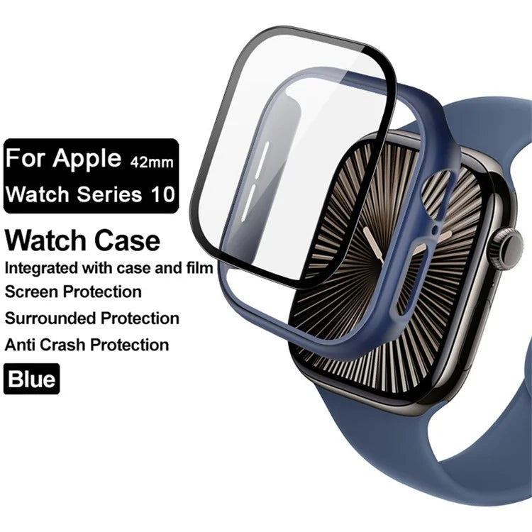 IMAK For Apple Watch Series 10 46mm Case Full Protection Integrate Watch PC Cover with Tempered Glass Film