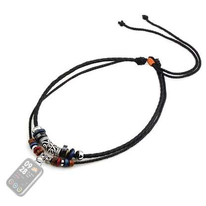 For Xiaomi Smart Band 8 Pro Neck Strap Lanyard Dual Layer Beads Decor Braided Watch Necklace