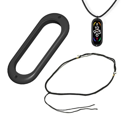 For Xiaomi Mi Band 7 / Band 6 / Band 5 Protective Case Dual Holes DIY Silicone Cover with Necklace Rope