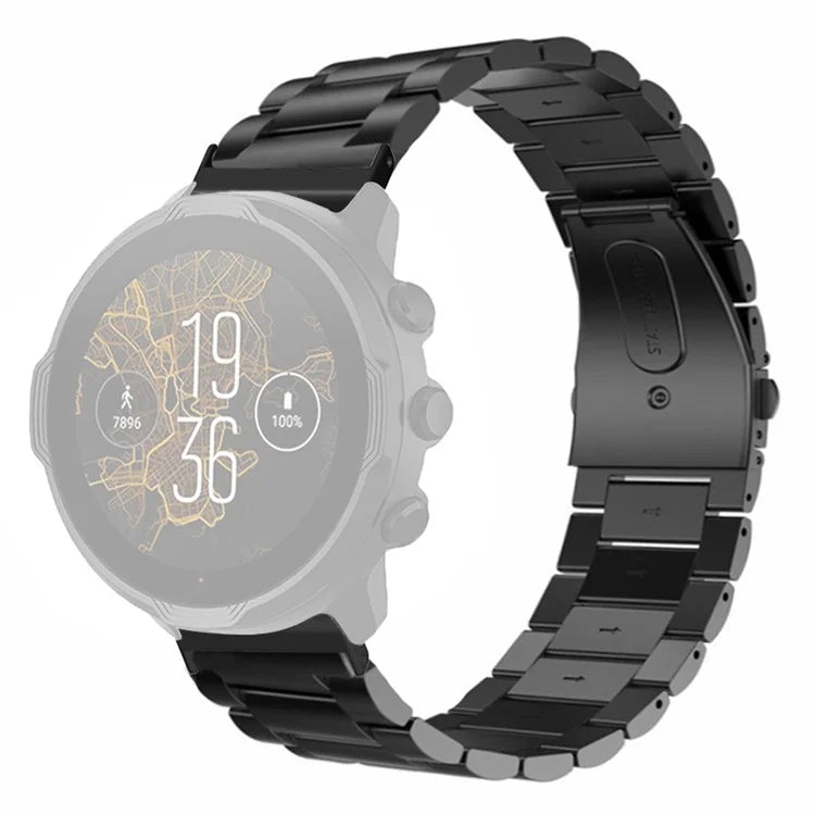 For Suunto Spartan Sport Wrist HR Baro / Suunto 7 Smart Watch Strap 3-Bead 24mm Steel Wrist Band